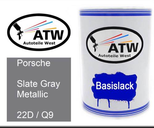 Porsche, Slate Gray Metallic, 22D / Q9: 500ml Lackdose, von ATW Autoteile West.